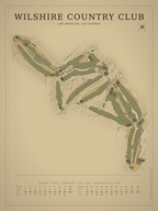 Wilshire Country Club course map poster, Vintage style, 12×16 / 18×24