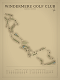 Windermere Golf Club course map poster, Vintage style, 12×16 / 18×24