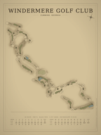 Windermere Golf Club course map poster, Vintage style, 12×16 / 18×24