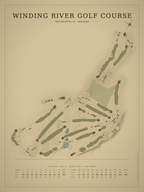 Winding River Golf Course map poster, Vintage style, 12×16 / 18×24