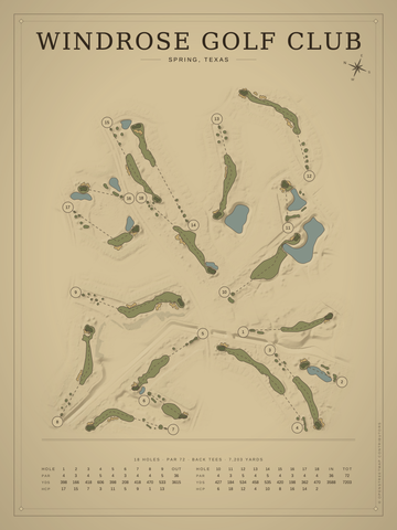 Windrose Golf Club Course Map poster