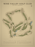 Wine Valley Golf Club course map poster, Vintage style, 12×16 / 18×24