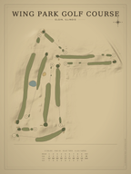 Wing Park Golf Course map poster, Vintage style, 12×16 / 18×24