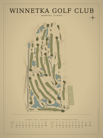 Winnetka Golf Club Course Map poster