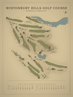 Wintonbury Hills Golf Course map poster, Vintage style, 12×16 / 18×24