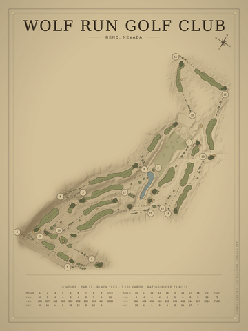 Wolf Run Golf Club Course Map poster