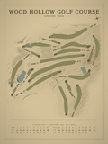 Wood Hollow Golf Course map poster, Vintage style, 12×16 / 18×24