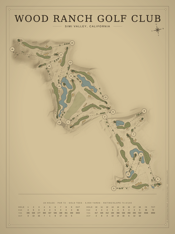 Wood Ranch Golf Club Course Map poster