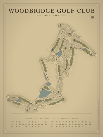 Woodbridge Golf Club Course Map poster