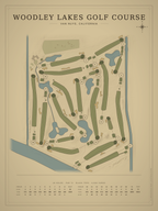 Woodley Lakes Golf Course map poster, Vintage style, 12×16 / 18×24