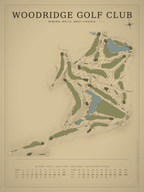 Woodridge Golf Club course map poster, Vintage style, 12×16 / 18×24
