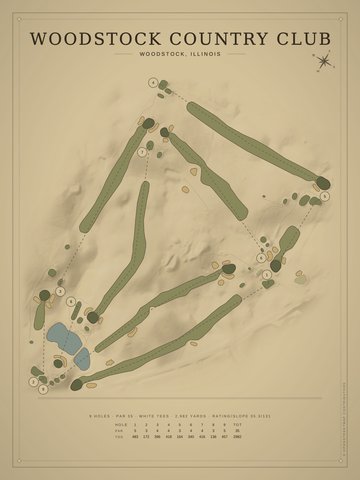 Woodstock Country Club Course Map poster