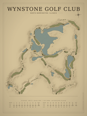 Wynstone Golf Club Course Map poster