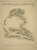 Wyoming Valley Country Club course map poster, Vintage style, 12×16 / 18×24