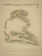 Wyoming Valley Country Club course map poster, Vintage style, 12×16 / 18×24