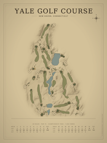 Yale Golf Course Map poster