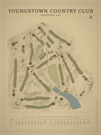 Youngstown Country Club course map poster, Vintage style, 12×16 / 18×24