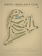 Zintel Creek Golf Club course map poster, Vintage style, 12×16 / 18×24