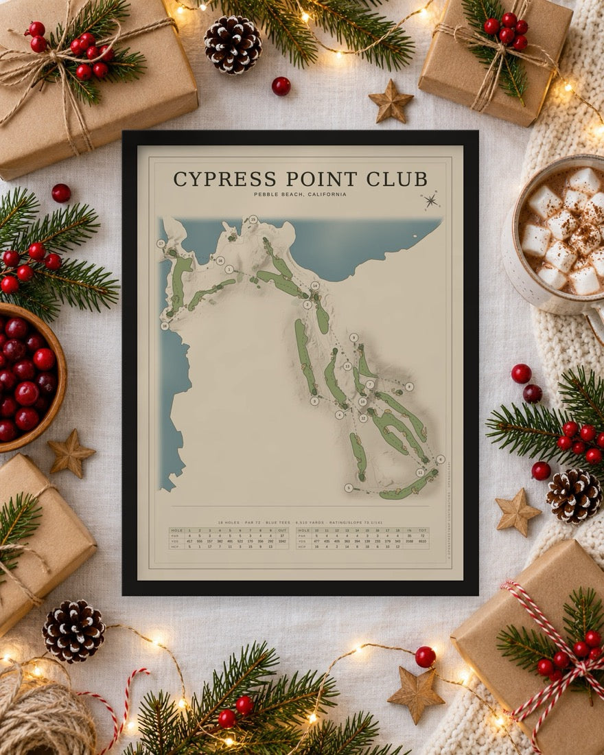 Cypress Point map in a holiday flat lay